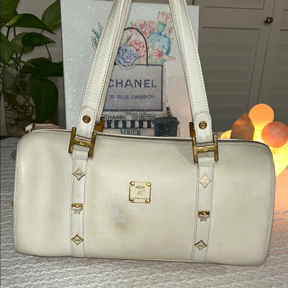 MCM White Satchel Handbag